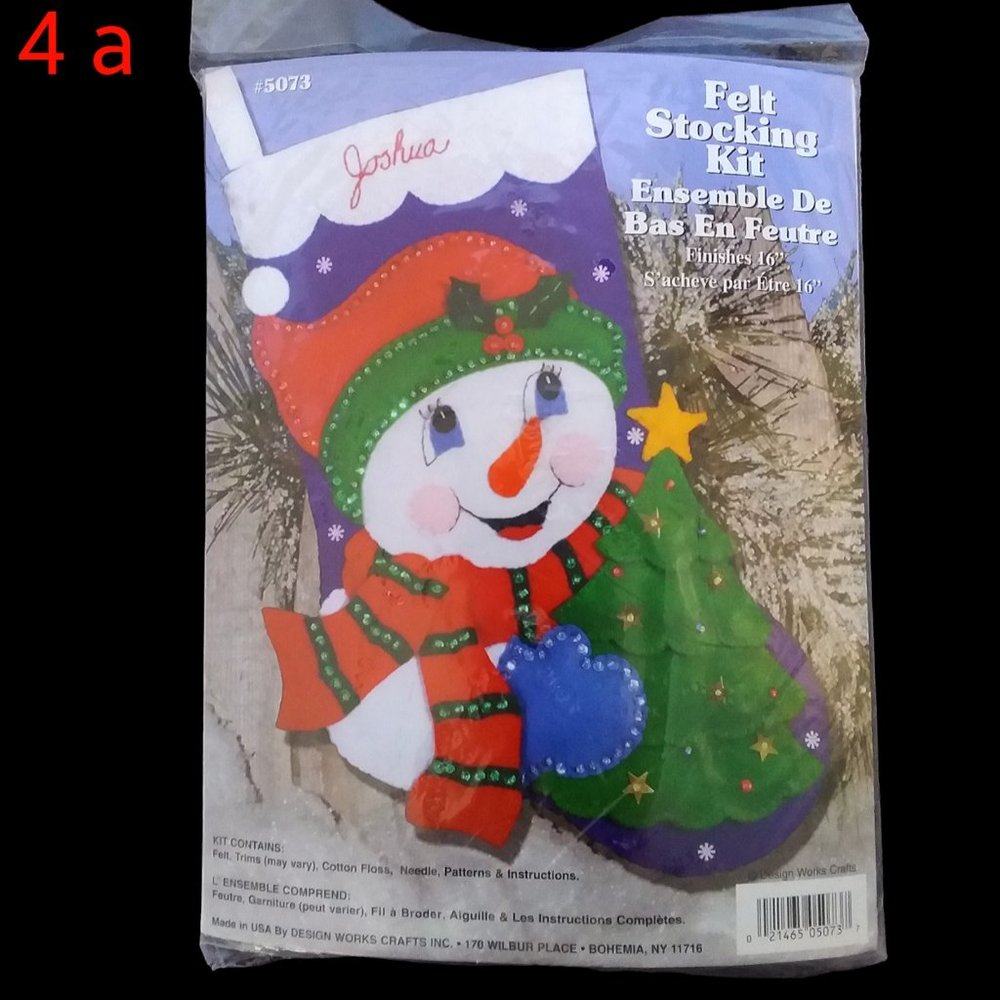 Vintage Christmas Snowman & Tree Felt Stocking Kit DIY #5073 SEALED USA